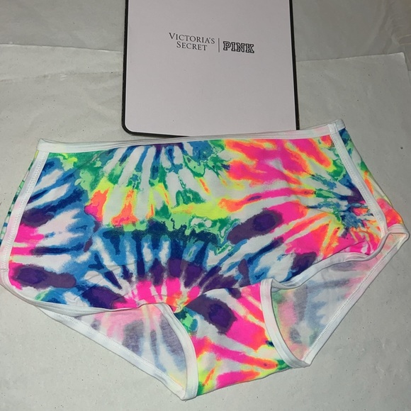 (M) UNISEX PINK Victoria's Secret Boyshort Panty Tie Dye - Picture 3 of 12